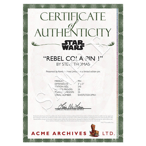 Rebel Cola #1 Collectible Pin | Star Wars - cert