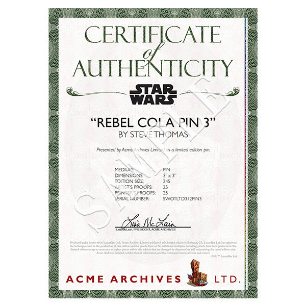 Rebel Cola #2 Collectible Pin | Star Wars - cert